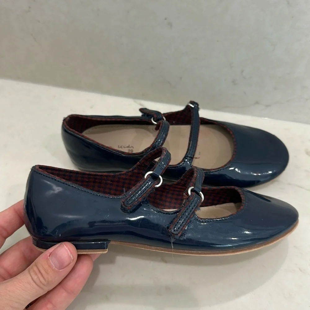 Zara Double Strap Patent Leather Dress Shoes Mary Jane’s navy burgundy 29.